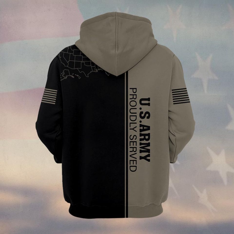 Customized U.S Veteran Proudly Served 3D Hoodie