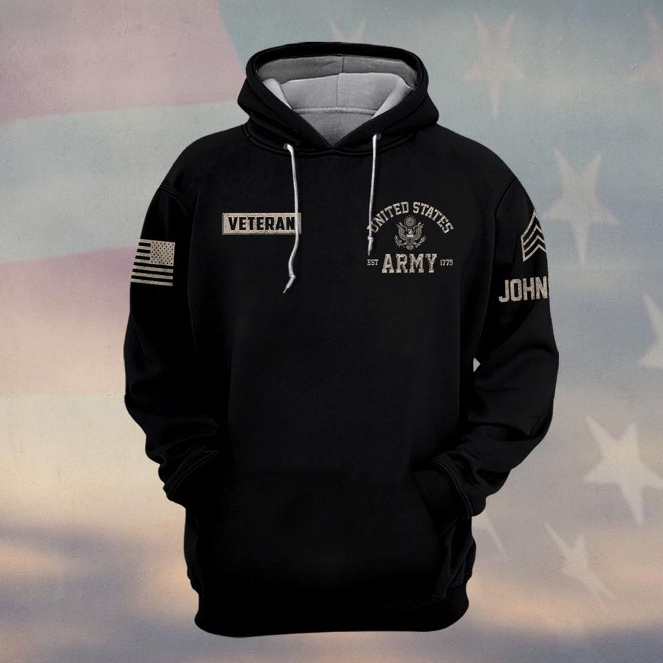 Customized U.S Veteran no treading 3D Hoodie