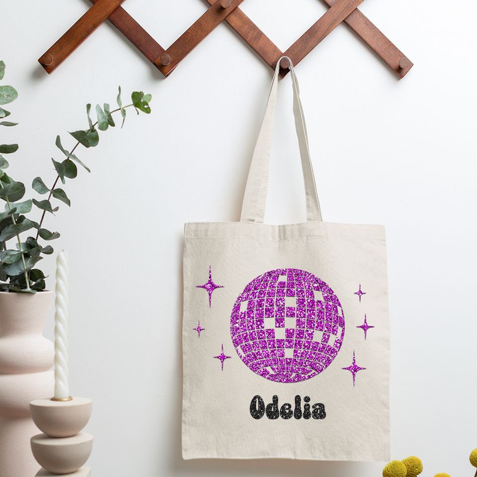 Personalised Glitter Disco Ball Tote Bag Bridesmaid Gift