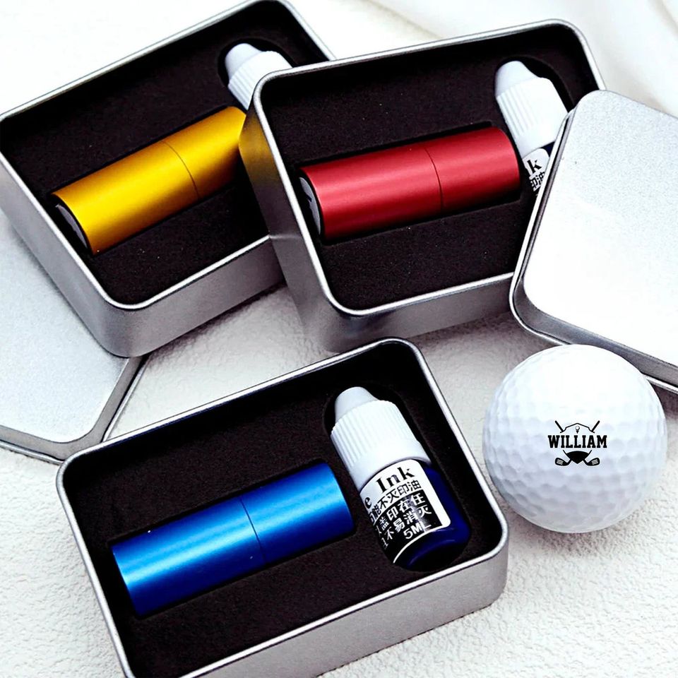 Personalized Golf Ball Stamp Box Gift for Golfer, Golf Ball Marker
