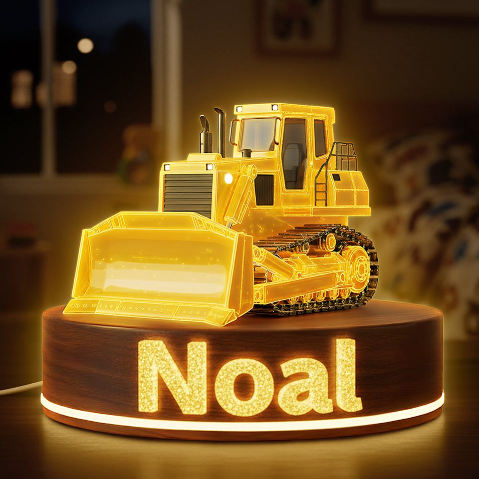 Building Construction Tractor Light Box - Personalized Gift For Kids