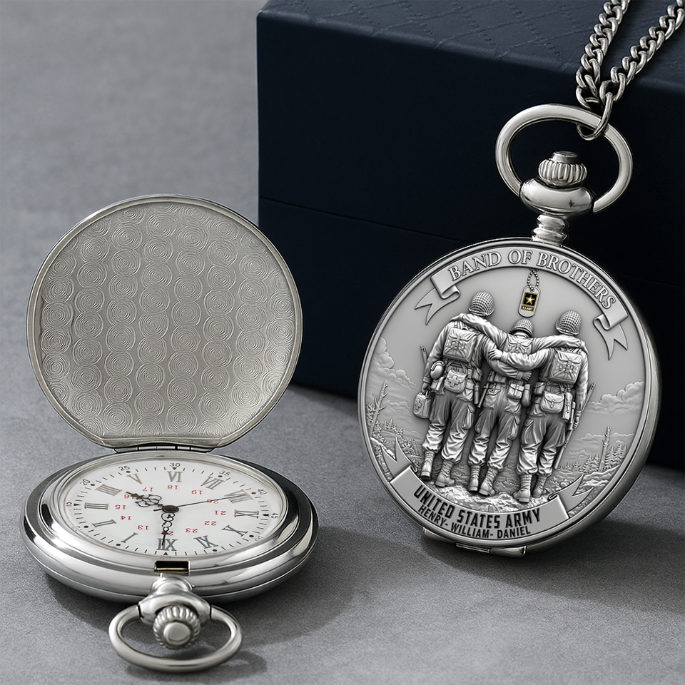 Brotherhood of Arms Pocket Watch - Personalized Gift For Veteran