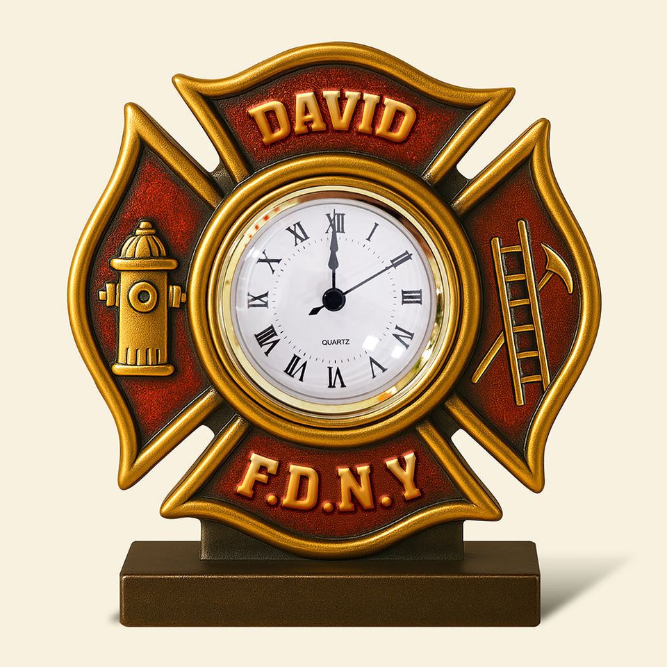 Firefighter Desk Clock Plaque  - Personalized Gifts For Firefighter