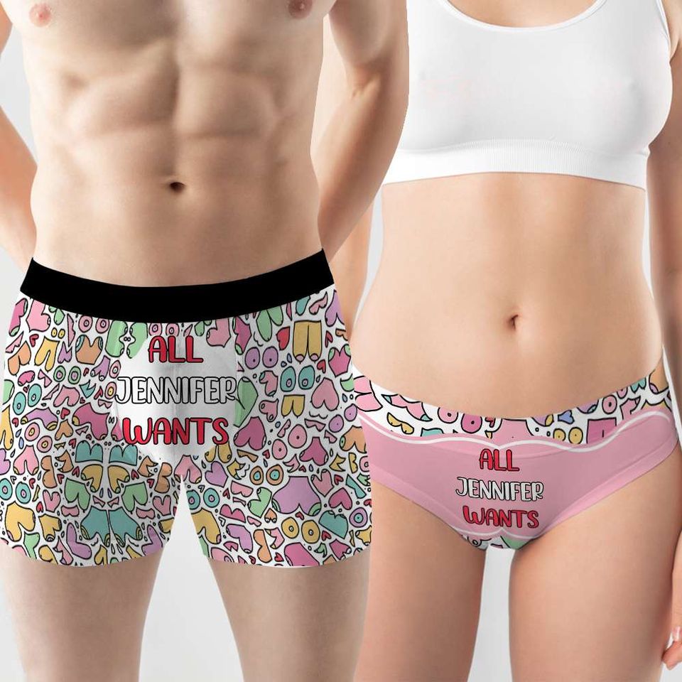 Personalized Gifts For Couple Men's Boxers and Women's Brief