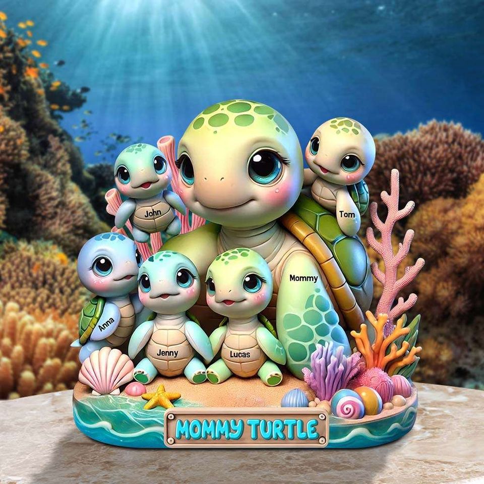 Turtle Mama Plaque - Personalized Christmas Gifts For Mom