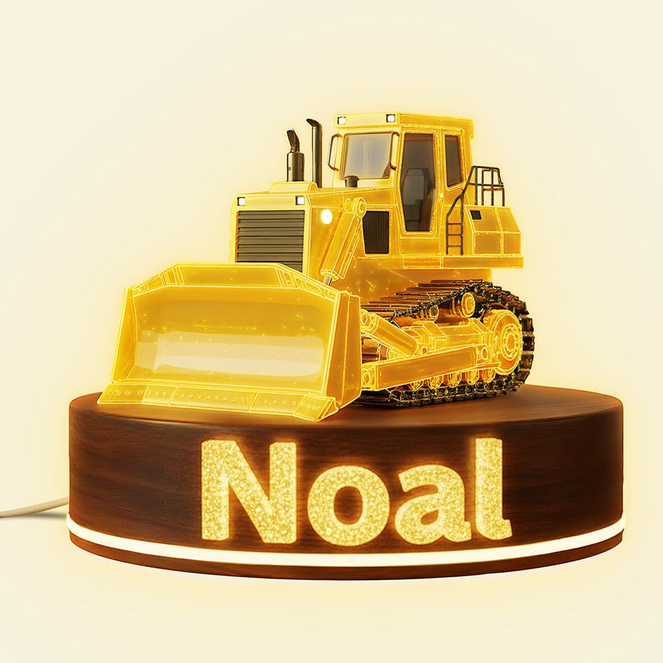 Building Construction Tractor Light Box - Personalized Gift For Kids