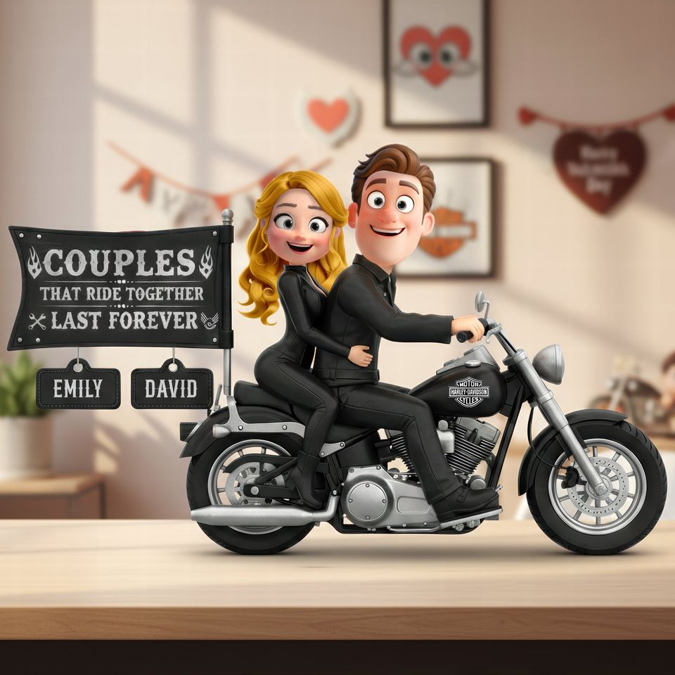 Biker Couple Acrylic Plaque - Personalized Gifts For Couples