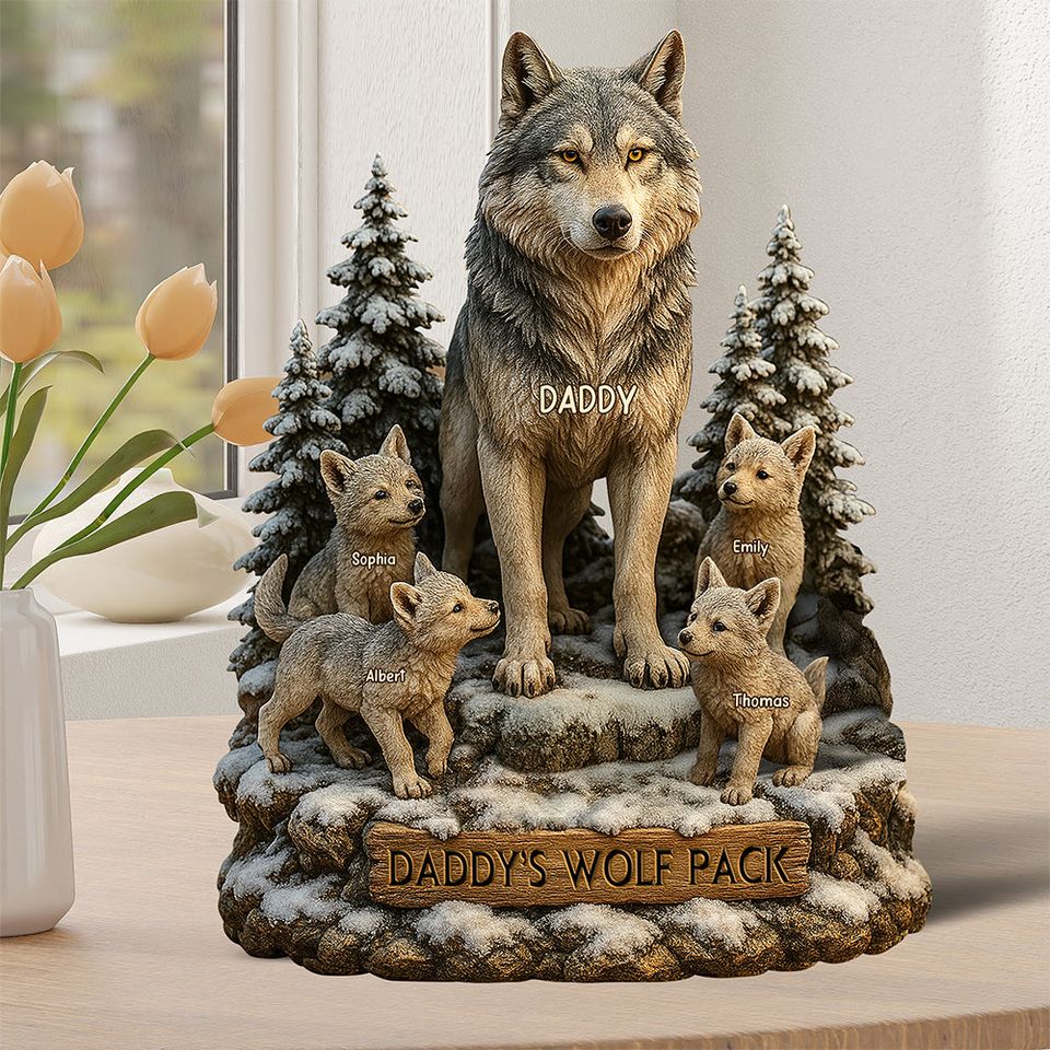 Wolf Dad Plaque - Personalized Gifts For Dad