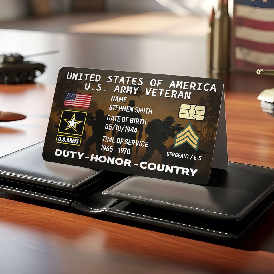 Veteran Wallet Card - Custom Military Logo Gifts For Veteran