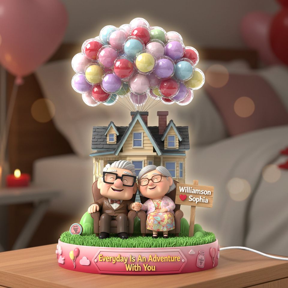 Happy Old Couple Light Box, Personalized Gifts For Couple