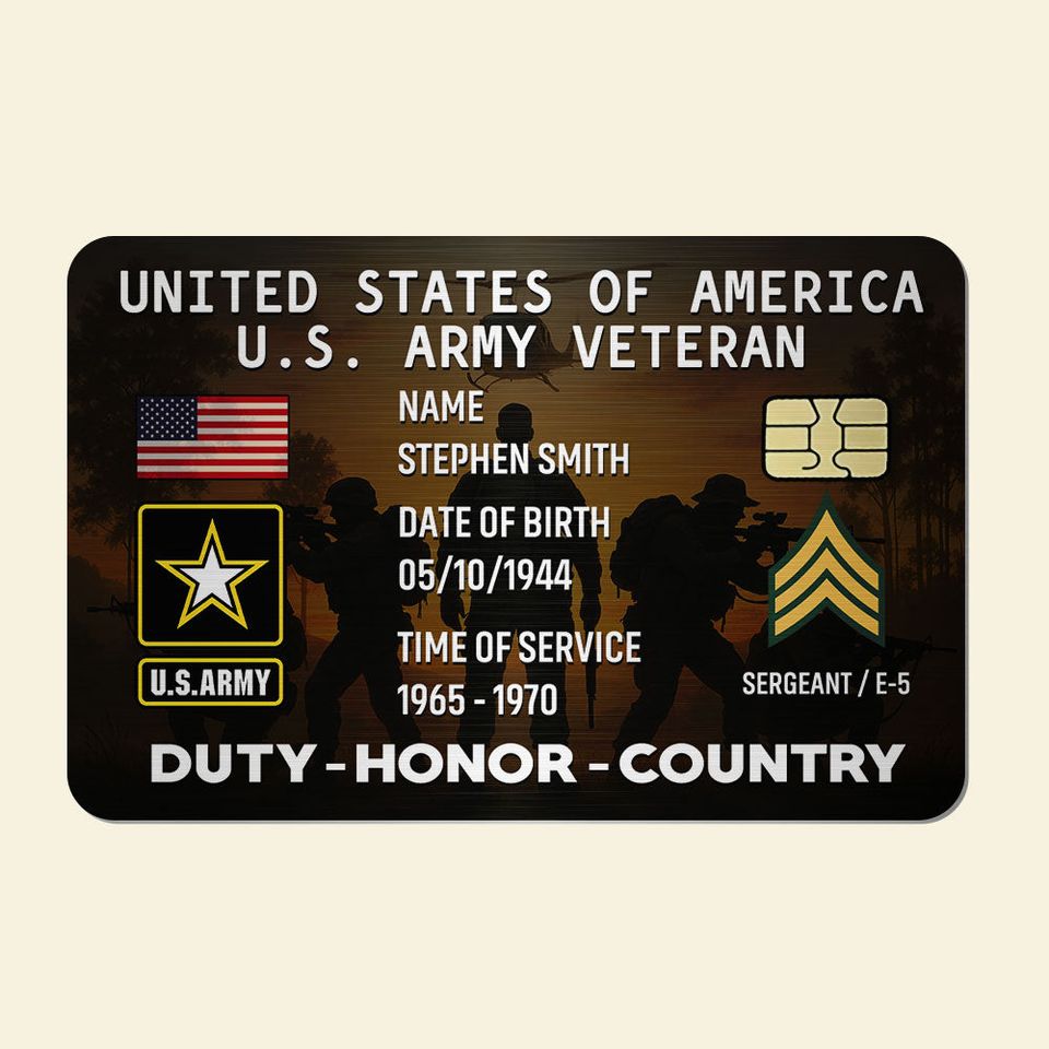 Veteran Wallet Card - Custom Military Logo Gifts For Veteran