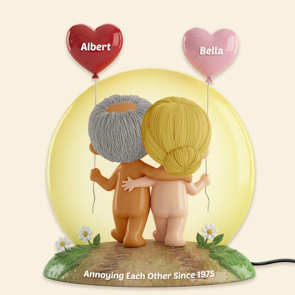 Funny Old Couple Light Box - Personalized Anniversary Gift For Couples
