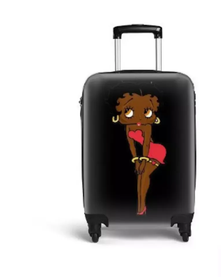 Cute Black Betty Boop Afro American Printed Luggage, Suitcase
