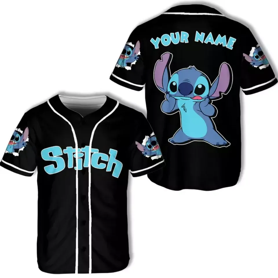 Personalized I Love Stitch Cartoon Movie Fan Lovers Baseball Jersey Shirt