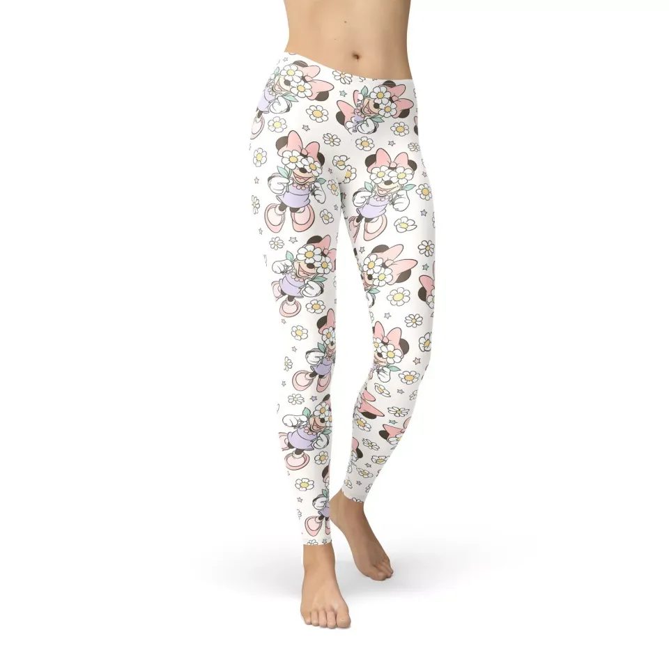 Minnie Mouse With Daisy Flowers Disney Leggings