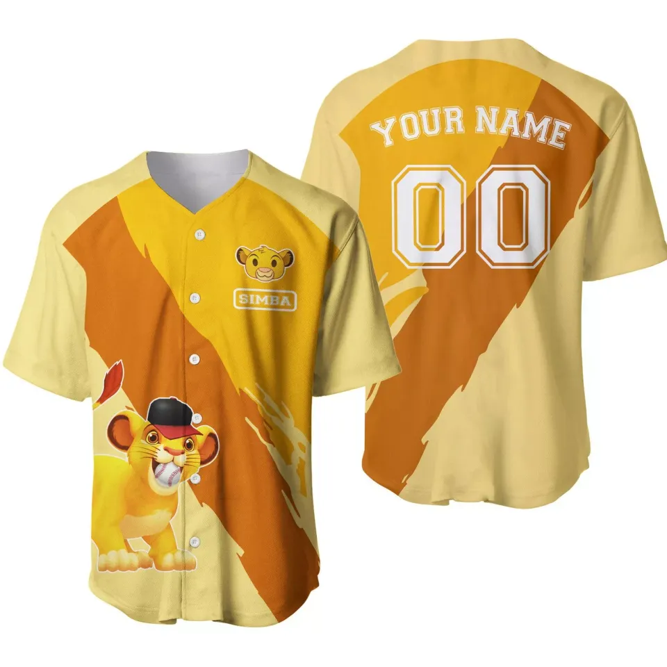 Personalized Simba Catching Ball The Lion King Fans Baseball Jersey Shirt
