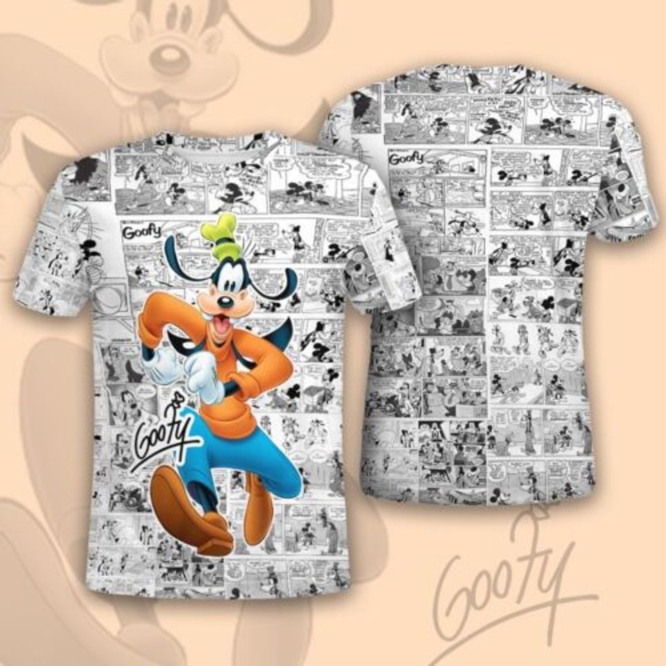 Cheerful Goofy Mickey And Friends Goofy Comic Costume Tshirt 3D Printed