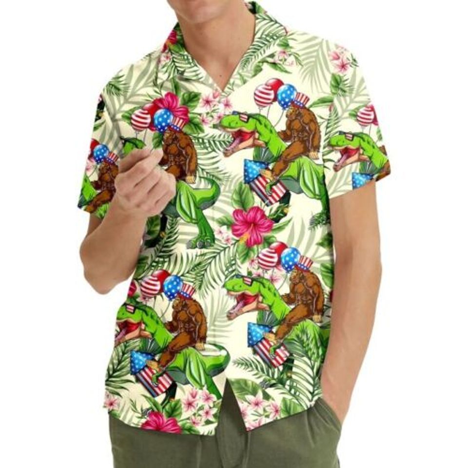 Tropical Bigfoot Hawaiian Shirts for Men Women, Tropical Summer Aloha