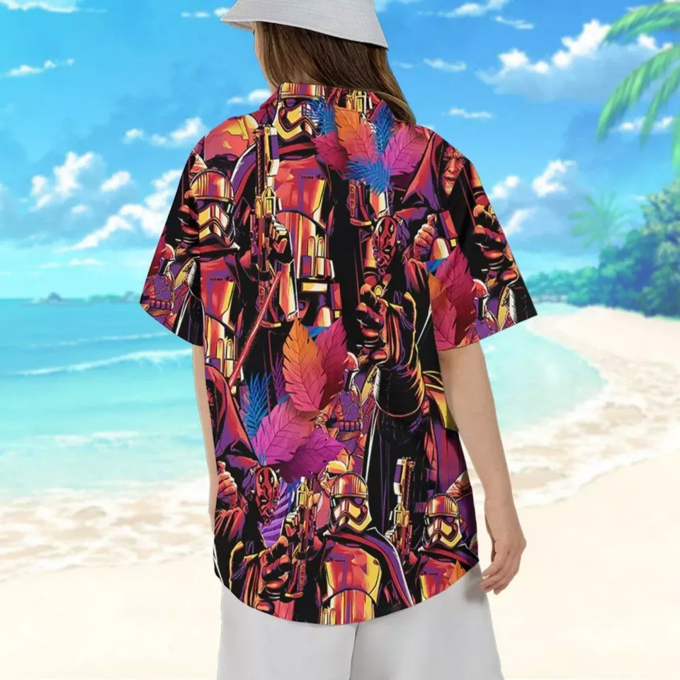Star Wars Colorful Tropical Dark Side Hawaii Shirt, Star Wars Button Up Shirt