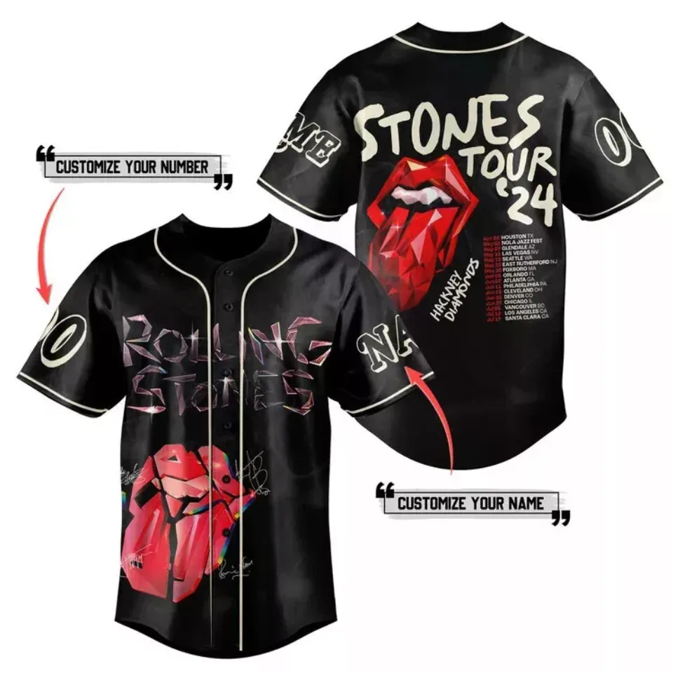 Personalized-The Rolling Stones Hackney Diamonds Tours 2024 Baseball Jersey