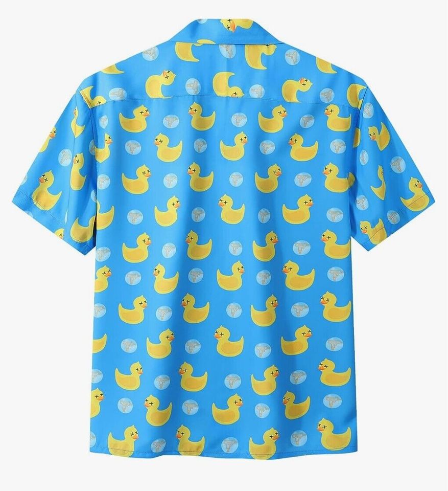 Men's Duck Hawaiian Shirt Sky Blue Drunk Duck