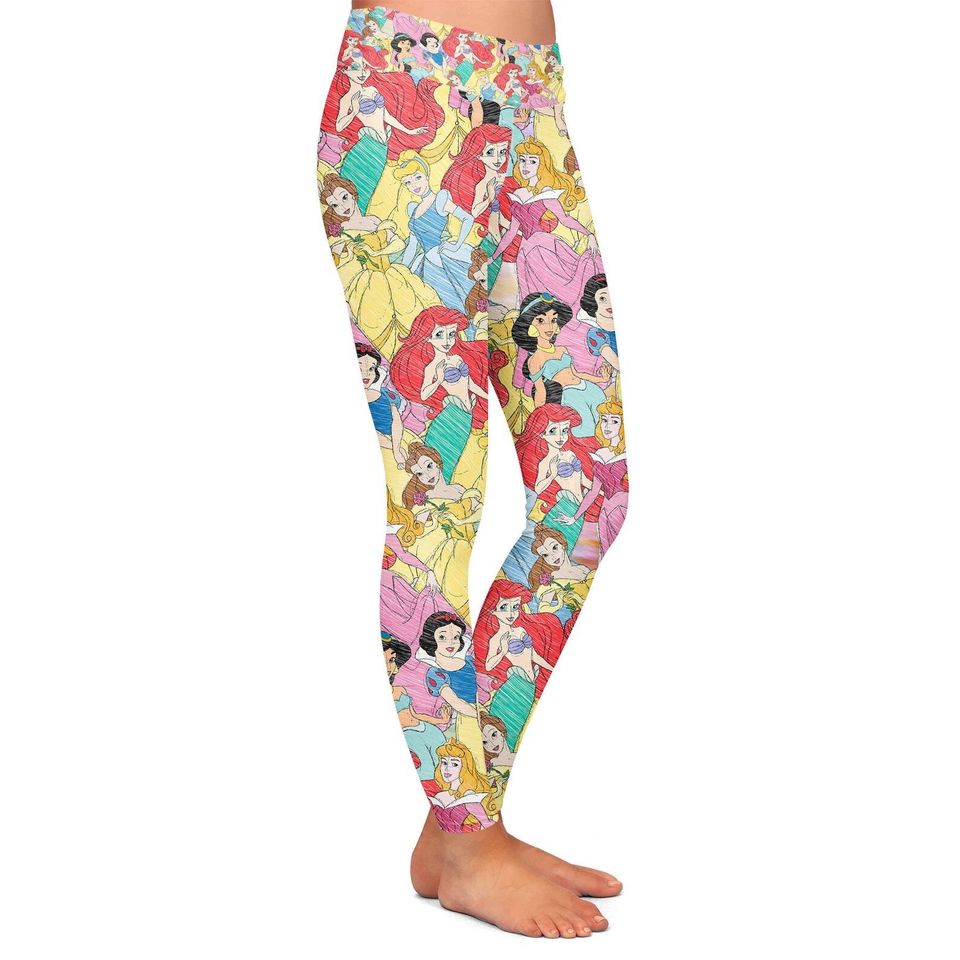 Beautiful Princess Sketches Cartoon Characters Mother's Day Legging
