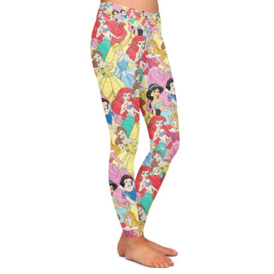 Beautiful Princess Sketches Cartoon Characters Mother's Day Legging