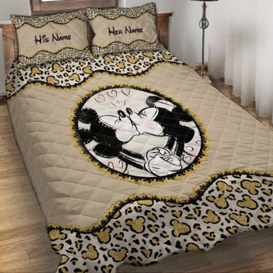 Personalized Valentine Mickey Kiss Minnie Better Together 3D Bedding Set