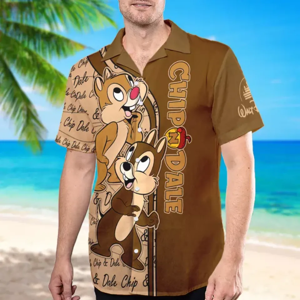 Cute Squirrel 3D T-Shirt, All Over Print Hawaiian Shirt, Chip and Dale shirt