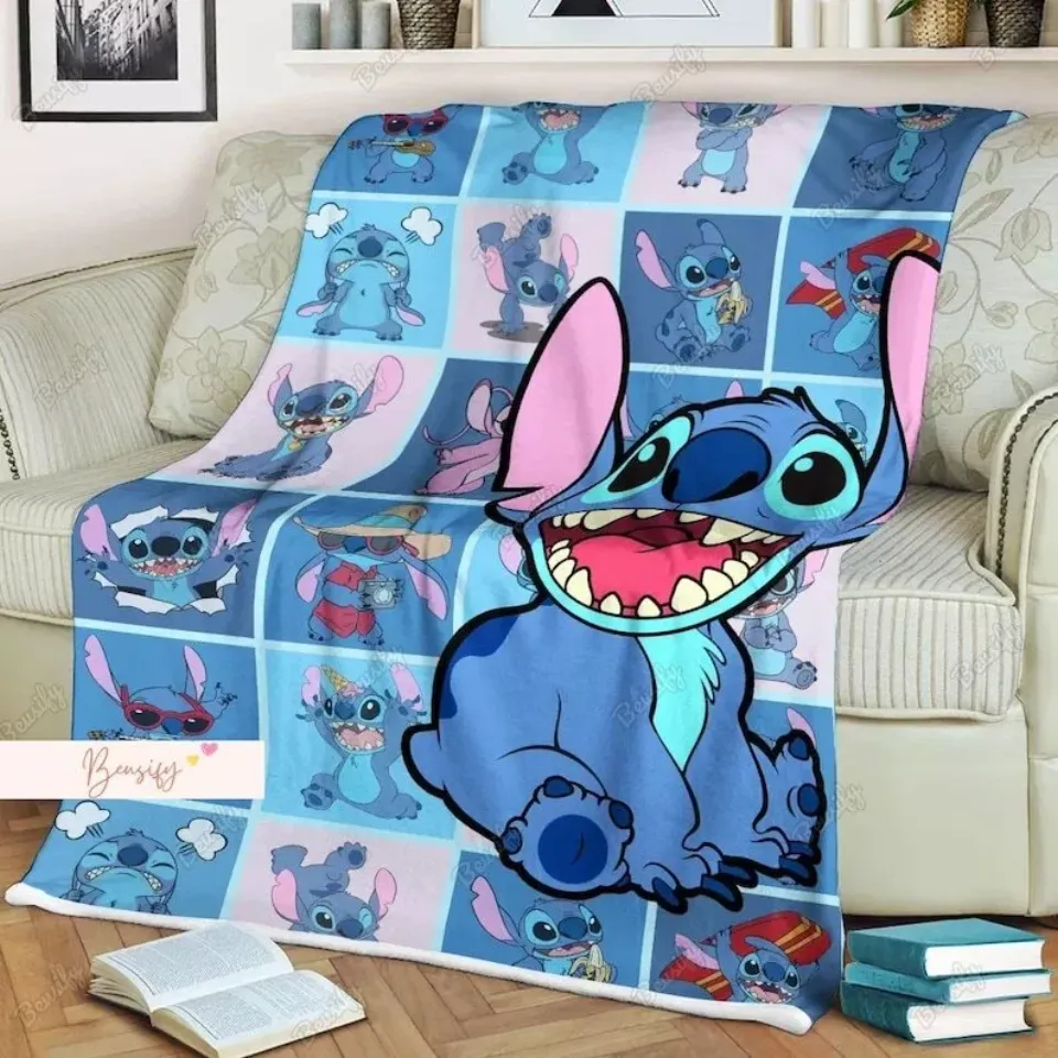 Stitch Fleece Blanket, Disney Stitch Blanket, Stitch Cartoon Blanket