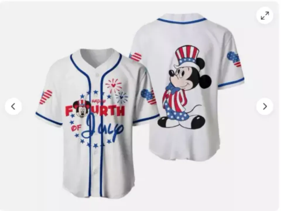 Mickey Mouse Happy 4th Of July Patriotic Independence BASEBALL JERSEY