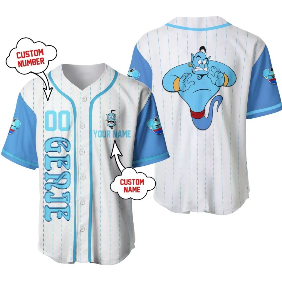 Personalized Genie Aladdin Button Down Baseball Jersey AOP Shirt