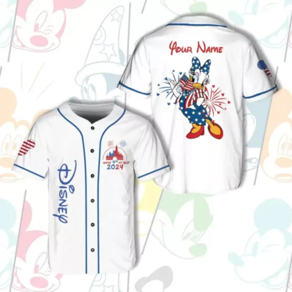Personalized Daisy Duck Happy Independence Day July 4th Baseball Jersey Shirt