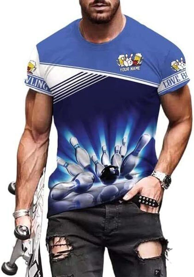 Personalized 3D All Over Print Bowling T Shirt, Men Bowling Shirts