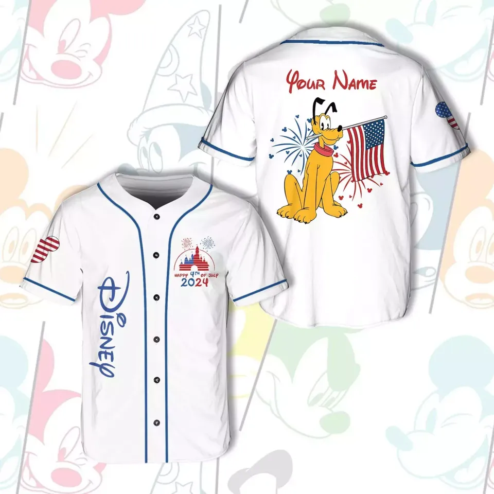 Personalized Pluto Dog USA Patriotic Happy 4th Of July Baseball Jersey Shirt