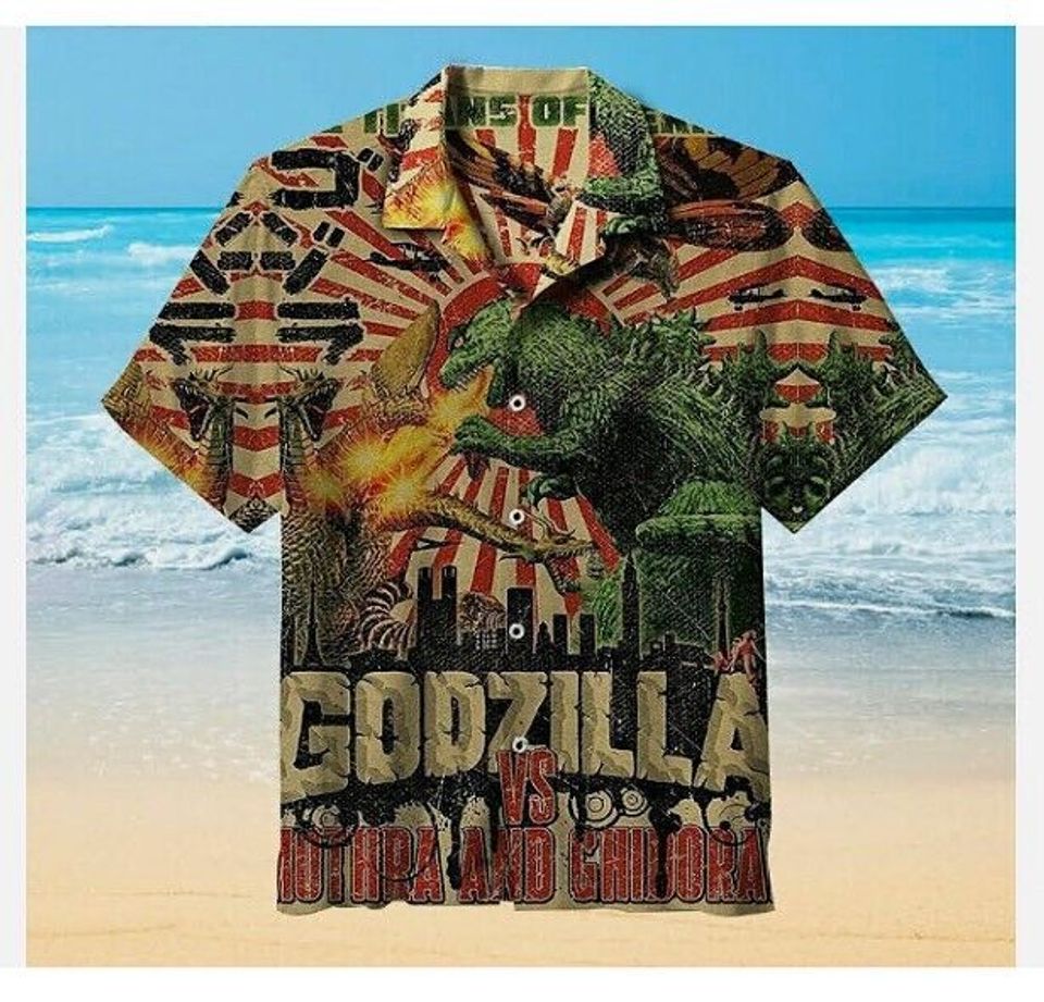 god zilla vs Mothra and Ghidorah Unisex Hawaiian Shirt
