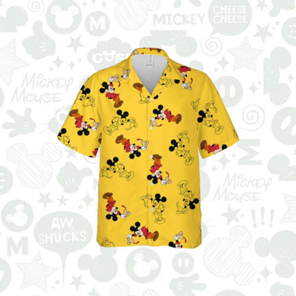 Funny Mickey Mouse Disney Character Cartoon Themed Aloha Hawaiian Shirt