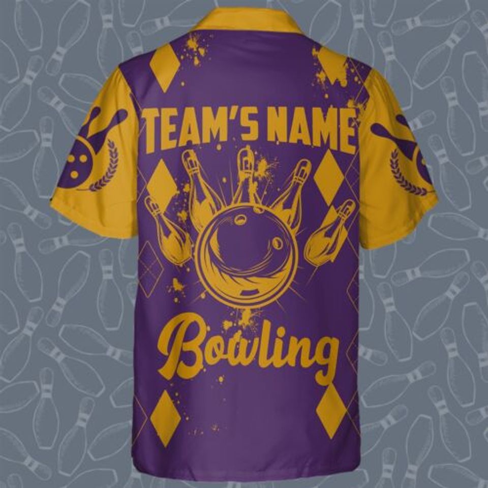 Personalize Custom Name Bowling Strike, Vintage Bowling Team Name Hawaiian Shirt