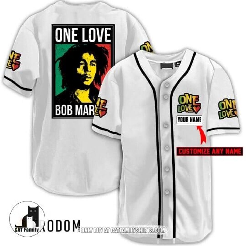 Personalized One Love Bob Marley Baseball Jersey, Bob Marley Shirt