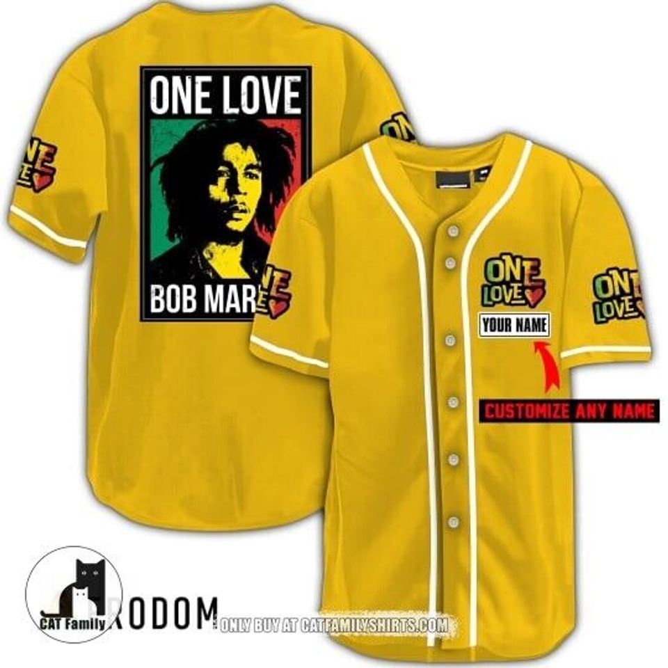 Personalized One Love Bob Marley Baseball Jersey, Bob Marley Shirt