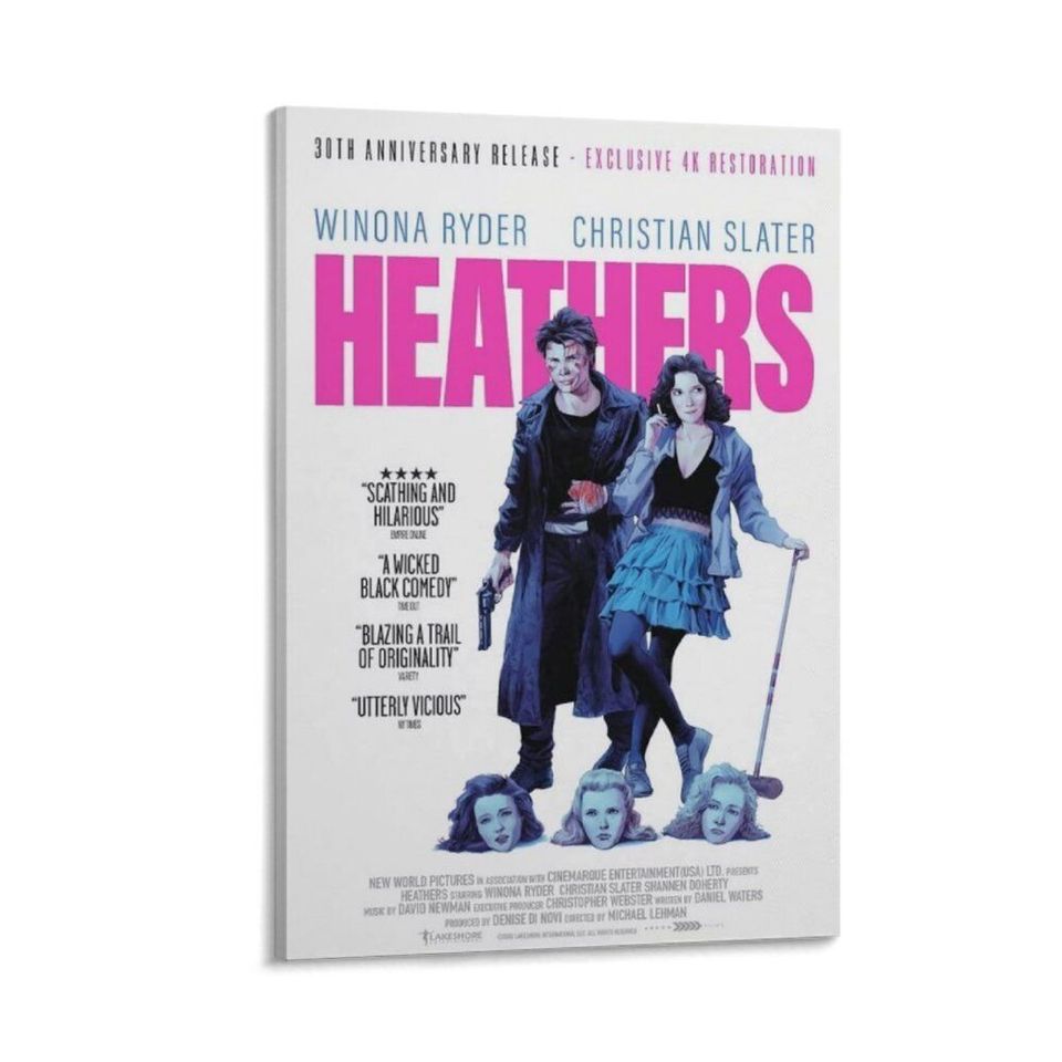 Heathers Poster Winona Ryder Christian Slater Classic Comedy Movie Vintage Film Canvas