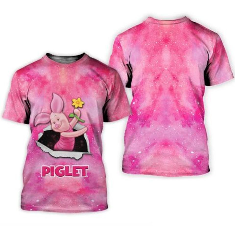 Piglet Cracking Galaxy Pattern Mother's Day Birthday Tshirt 3D Printed
