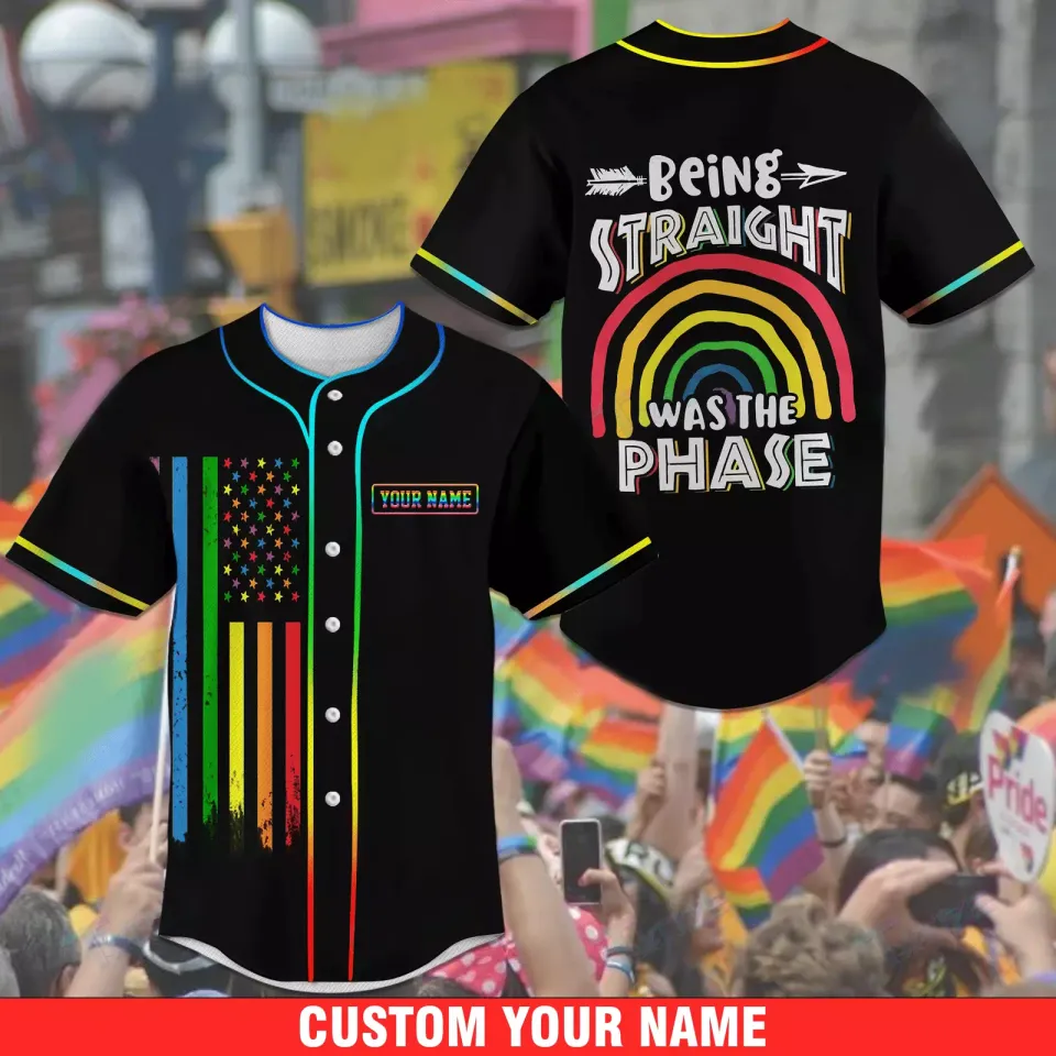 Personalized LGBT Pride Rainbow Straight Was The Phrase Baseball Jersey Shirt
