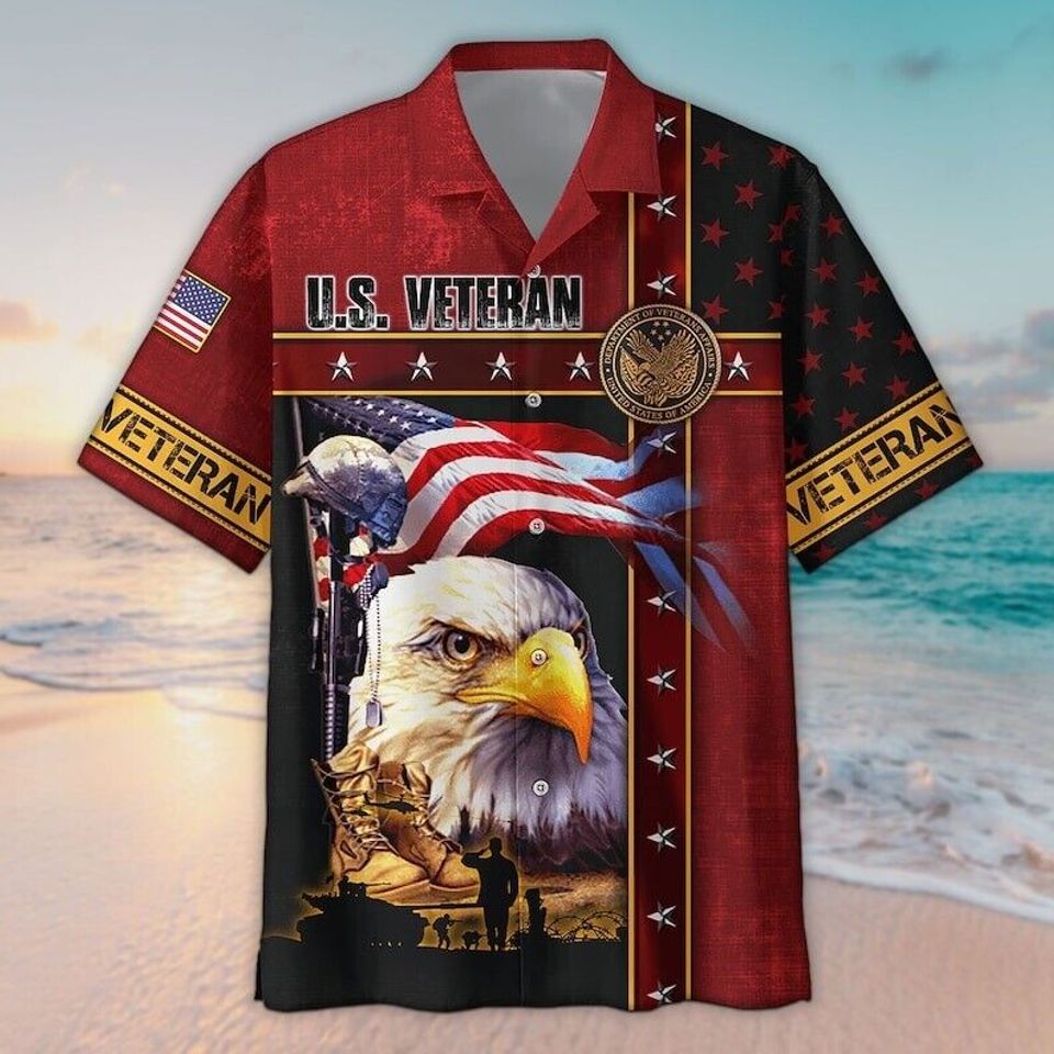 Eagle US Veteran 3D Full Printed Hawaiian Shirt