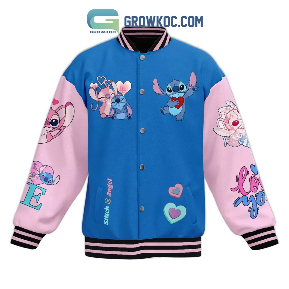 Custom Stitch And Angel Valentine’s Day Baseball Jacket Adult Varsity Jacket