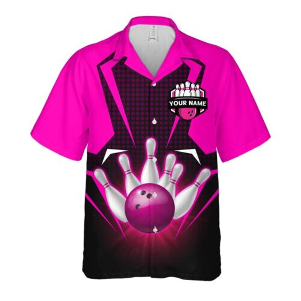 Personalize Custom Bowling Name Vintage, Bowling Team Hawaiian Button Shirt