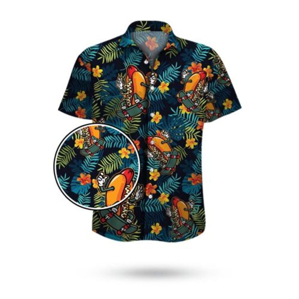 Funny Hotdog Hawaiian Shirt for Men, Women, Shirt Summer Casual Button Down
