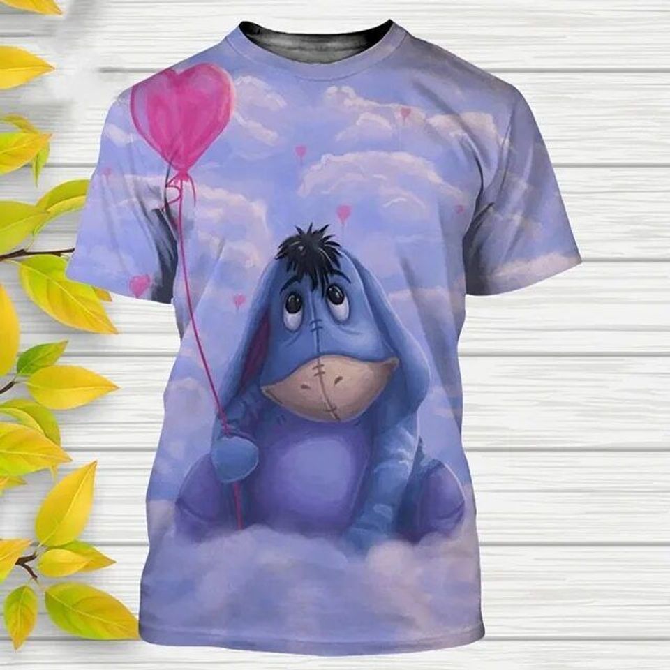 Eeyore Balloon Winnie The Pooh Father's Day Mother's Day Birthday Tshirt 3D