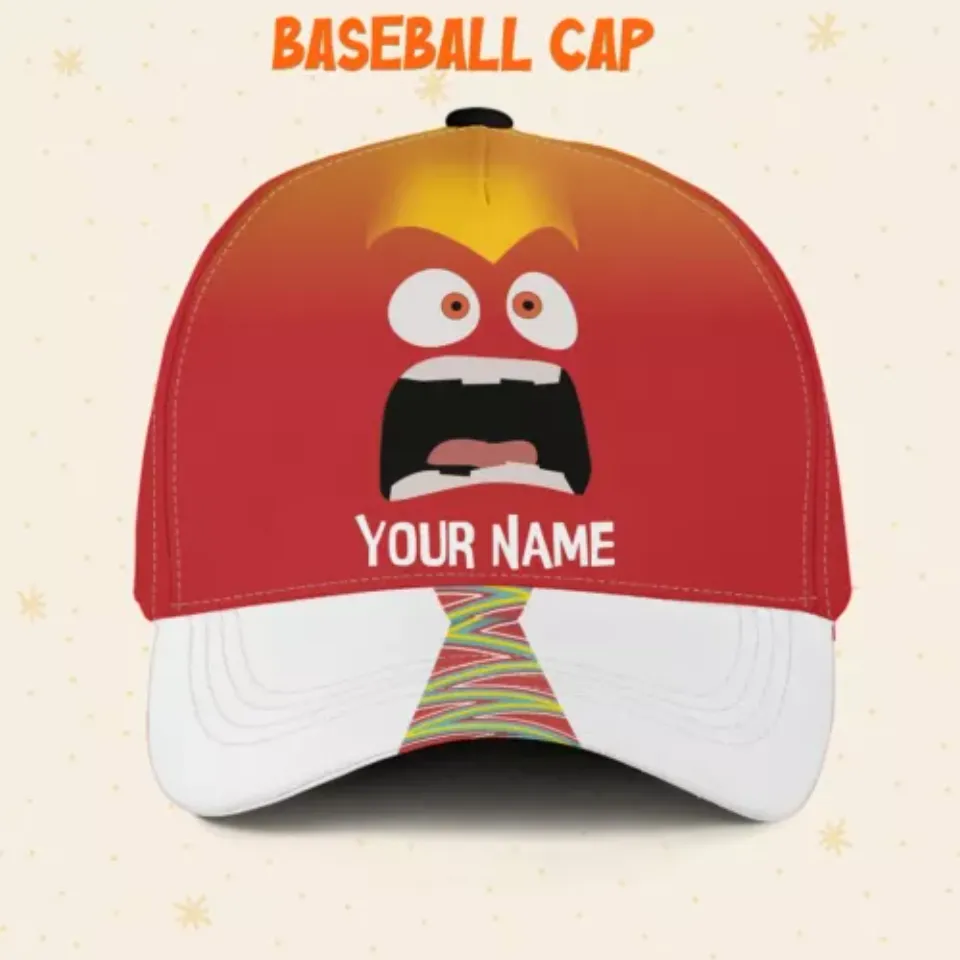 Custom Inside Out Anger Face Logo Cap, Disney Castle Family Hat Disney Vacation Hat