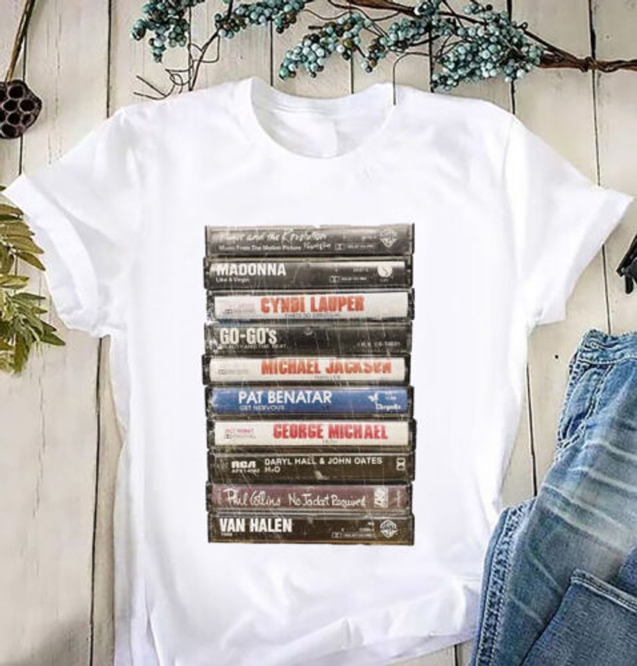 Vintage Music Band 80's Rock Cassette Tapes T-Shirt